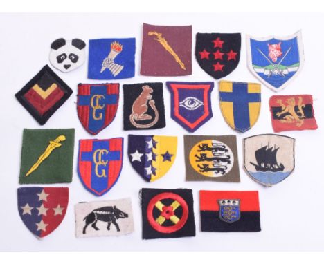 Selection of Cloth Formation Signs consisting of embroidered 4/7th Dragoon Guards formation sign, embroidered Royal Armoured 