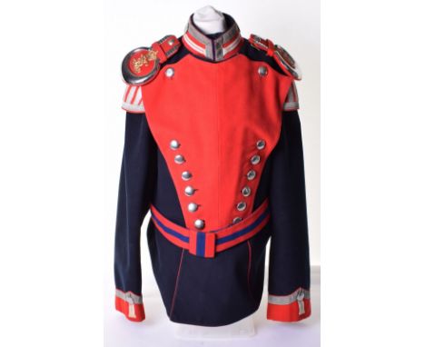 Imperial German 1st Wurttemberg Uhlan Regiment No19 Ulanka, dark navy blue cloth plastron front tunic with plain white metal 