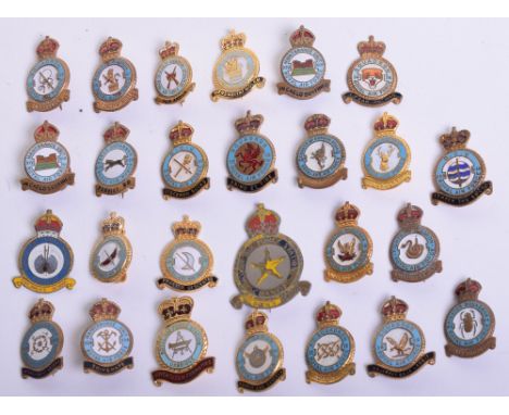 Twenty Six Royal Air Force Squadron Lapel Badges, being both Kings and Queens crown examples of the gilt and enamel Squadron 