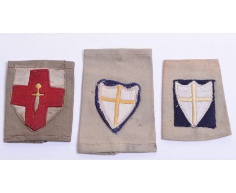 Three WW2 Tropical Shoulder Board Slides With Formation Signs, consisting of two examples with 8th army formation signs attac