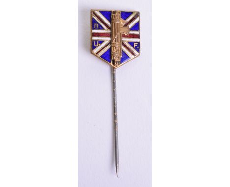 Pre 1936 British Union of Fascists (B.U.F) Lapel Badge, being gilded Fasces on enamel shield in the form of the Union Jack wi