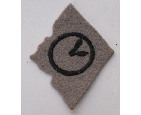 Rare 37th Independent Brigade Group Cloth Formation Sign, grey diamond with black clock face to the centre with the clocks ha