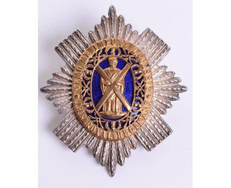Scarce Victorian 1st Royal Regiment of Foot Forage Cap Badge, fine silver plated star with mounted gilt oval having the motto