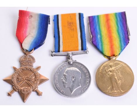 Great War 1914-15 Star Medal Trio Manchester Regiment, the medals were awarded to “14994 PTE J S HOLLAND MANCH R”. Medals are