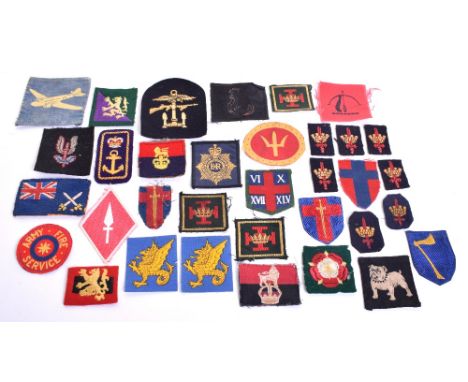 Selection of Cloth Formation Signs, consisting of Army Fire Service printed, printed Air Despatch RASC, embroidered RASC flee