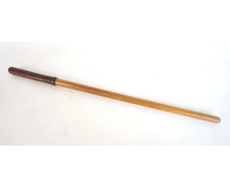 MALACCA SWAGGER STICK
with a leather plaited top, 62cm long 