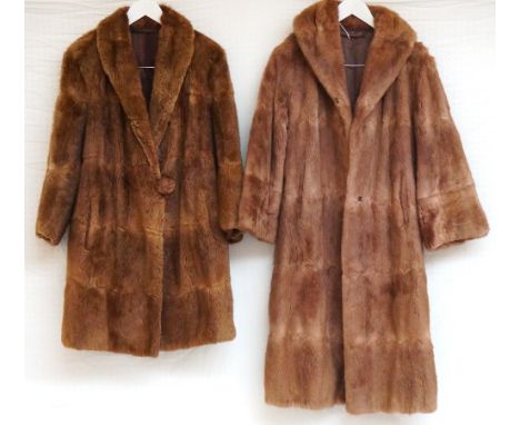 VINTAGE LADY'S DYED MUSQUASH COAT
size 16-18, and a period lady's musquash coat, both with shawl collars and pockets (2) 