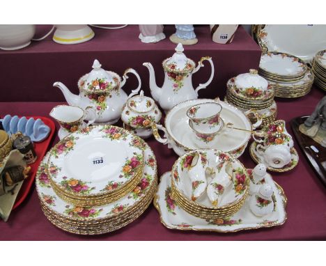 Royal Albert 'Old Country Roses' First Quality Dinner Ware, of thirty three pieces, including teapot and coffee pot; together