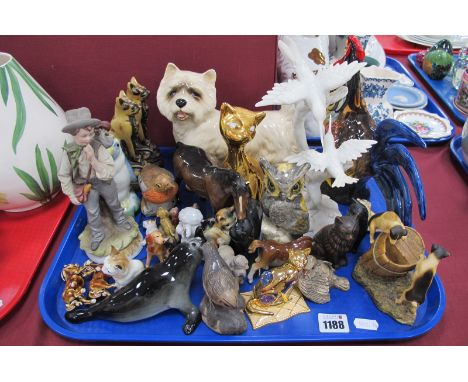 Poole Bird, Italian style cat, Toni Raymond Cockerel, Aynsley dog group, etc:- One Tray