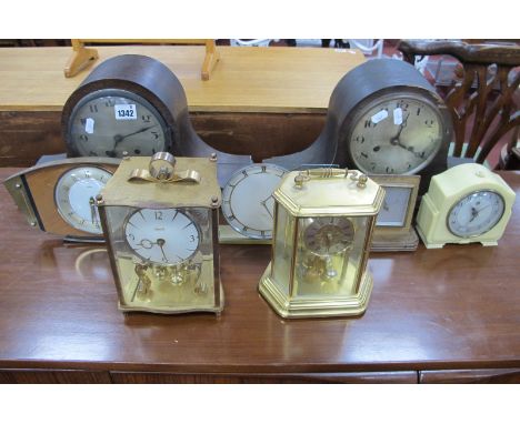Smiths Cream Bakelite Cased Electric Mantel Clock, eight-day glass panelled clock, Kundo, Acctim and others. (8)