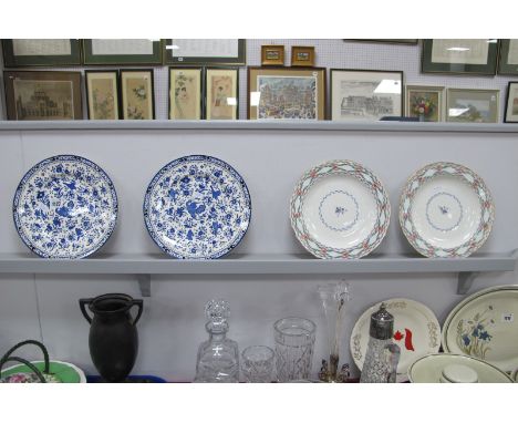 A Pair of Royal Crown Derby Hand Painted Plates, circa early XIX Century, each to rim and floral spray to centre, 24cm diamet