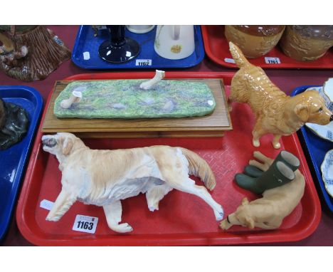 Beswick Golden Labrador, Albany Retriever (damaged), North Light Dog:- One Tray