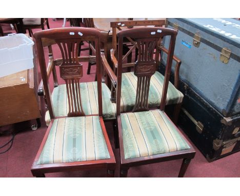 XIX Century Country Made Farmhouse Armchair, with 'X' shape back, on tapering block supports, pair of early XX Century dining