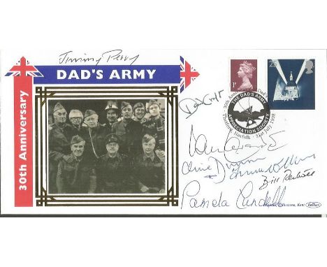 Dads Army multisigned 1998 Benham 30th ann. cover. Signed by Jimmy Perry, David Croft, Ian Lavender, Clive Dunn, Frank Willia