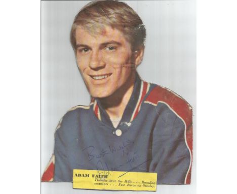 Adam Faith signed cut out portrait photo. 23 June 1940 - 8 March 2003, known as Adam Faith, was a British teen idol, singer, 