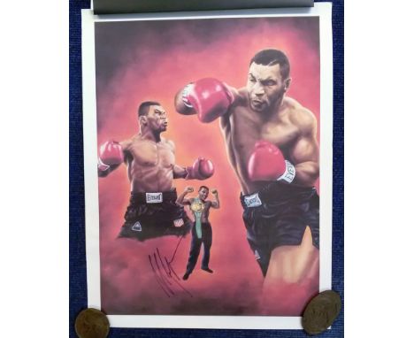 Mike Tyson Boxing Legend Signed Large Boxing Montage 20x26 Art Print. Good Condition. All signed items come with our certific