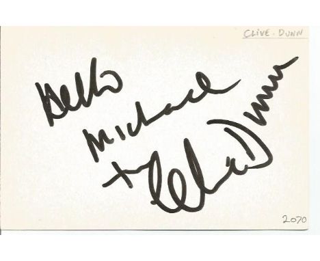 Clive Dunn Dads Army signed 6 x 4 white card to Mike, comes from large in person collection we are selling. Dated when autogr