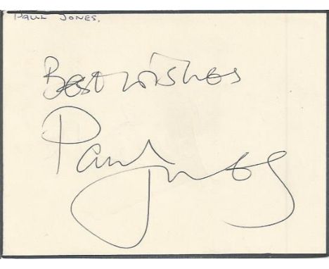 Paul Jones signed album page. English singer, actor, harmonica player, radio personality and television presenter. Good Condi