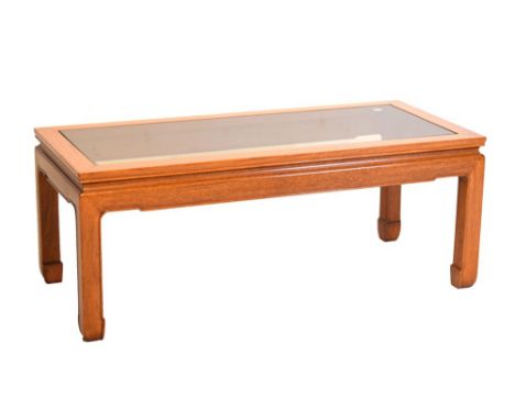 20th Century Chinese glass top coffee table, telephone table and CD storage unit Condition: Right leg of telephone table beco