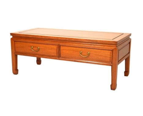 Late 20th Century Chinese two drawer coffee table, 102cm x 46cm x 40cm Condition: Light scratches to top - **Due to current l