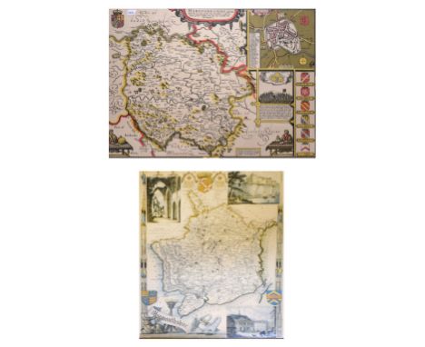 Quantity of framed maps and prints to include; Herefordshire, Monmouthshire, China and Burma, etc Condition: Some discolourat