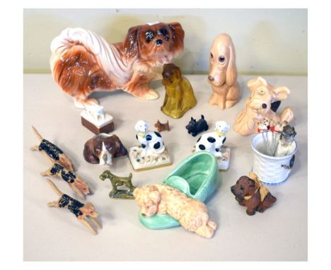 Collection of ceramic and other dog ornaments, novelties etc Condition: Some wear to enamels otherwise appears sound. Ceramic