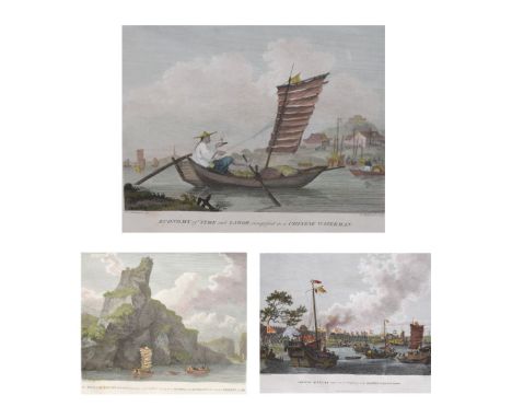 19th Century hand-coloured engraved print, 'Chinese Military Drawn Out In Compliment to the British Embassador' (sic), Pouncy
