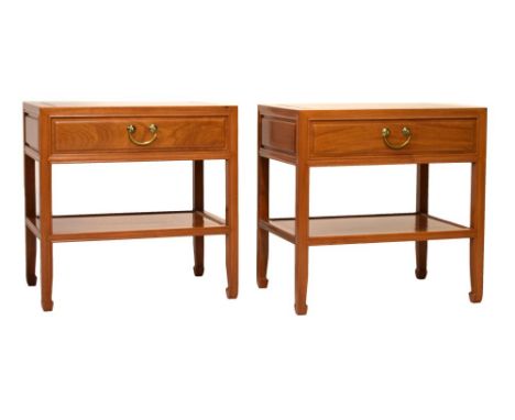 Three 20th Century Chinese two tier occasional or bedside tables, each with single drawer, 56cm x 38cm x 56cm Condition: Ligh