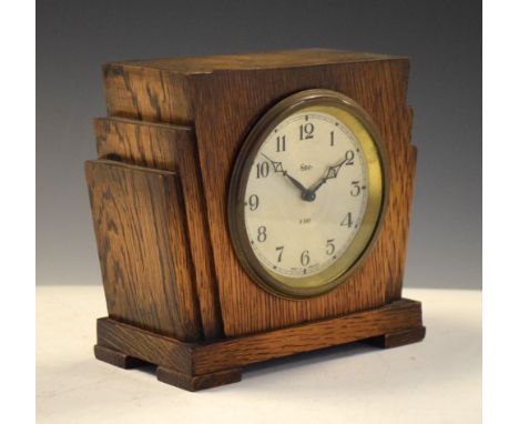 Art Deco 'Sec' eight-day oak cased mantel clock, 14cm high Condition: Some scratches and general wear present to dial in plac