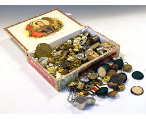 Quantity of Military miscellanea, various button badges and medals to include CCP Medal Ambulance Service and Military unifor