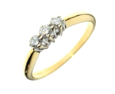 18ct gold, platinum and three-stone diamond ring, size L, 2.4g gross approx Condition: **Due to current lockdown conditions, 