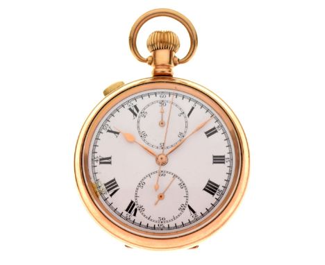 20th Century gold-plated open face pocket watch, white Roman dial with subsidiaries at XII and VI Condition: Dial showing sig