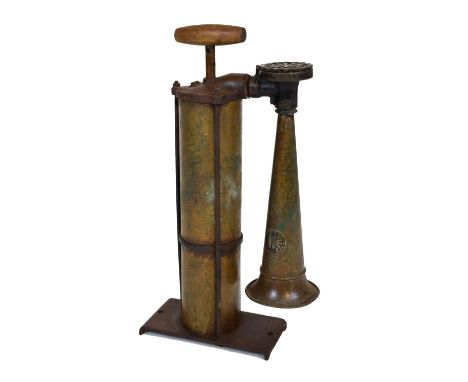 A 'Tyfon' patent marine manual foghorn by Kockums Mek.Verkstad, Sweden, 58cm high Condition: Not in working order, plunger do