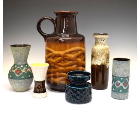 Quantity of 1970's German and other studio art pottery, to include vases and large jug Condition: Light scratches and some ch