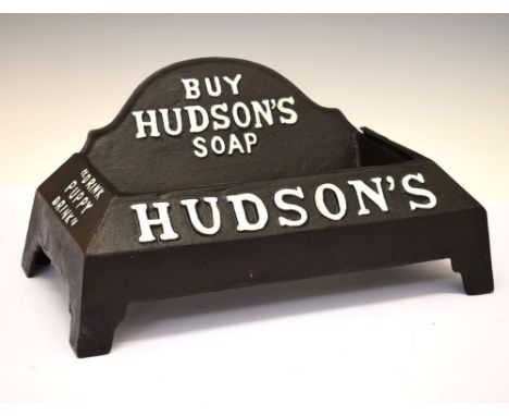 Advertising - Reproduction rectangular cast dog bowl for Hudson's soap, 39cm wide Condition: Being a reproduction only light 