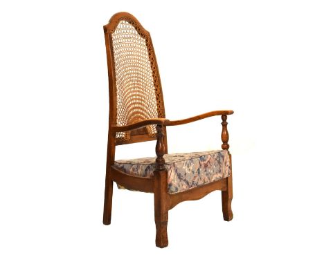 Early to mid 20th Century cane-backed beech occasional chair, 107cm high Condition: Minor wear to arms. Seat is webbed rather