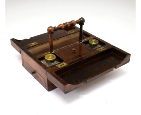 19th Century rosewood desk box, with carrying handle, 9.5cm x 22.5cm x 14.5cm excluding handle Condition: Light scratching pr