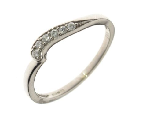 9ct white gold and six stone diamond dress ring of curved design, size S, 2.1g gross approx Condition: **Due to current lockd