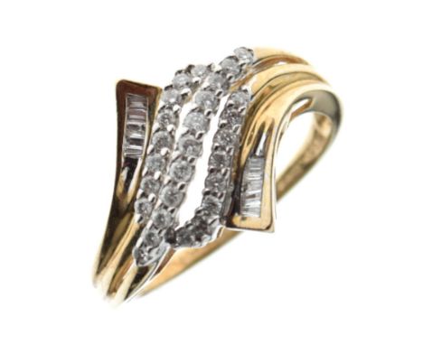 9ct gold and diamond dress ring, size S, 3.6g gross approx Condition: **Due to current lockdown conditions, bidders are unabl