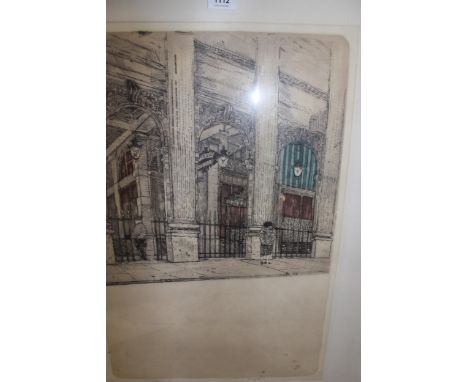 Richard Beer, signed coloured etching ' Palais Royale ', No. 4 of 30, 57 x 38cm, gilt framed