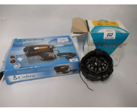 Cobra marine transceiver, together with a Plastimo off-shore compass