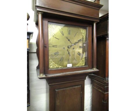 19th Century mahogany longcase clock, the square brass dial inscribed George Walker, Dublin, having subsidiary dials and two 