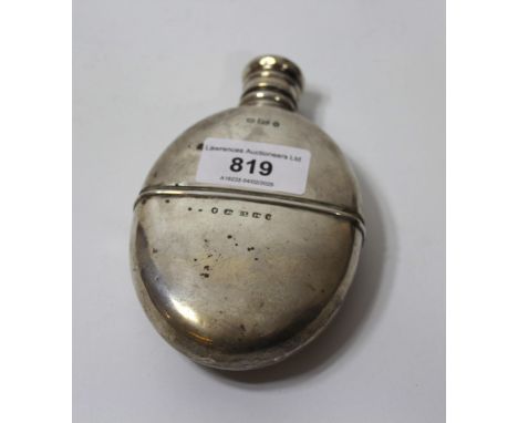 Victorian silver hip flask with integral cup, Birmingham 1873, 4.5oz t