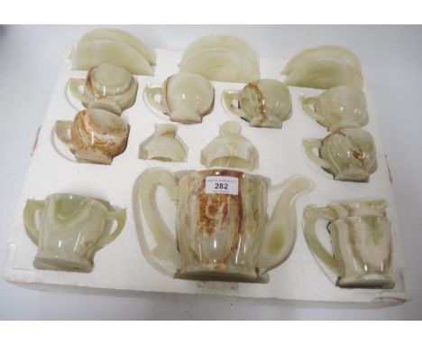 Mid to late 20th Century onyx six piece tea service
