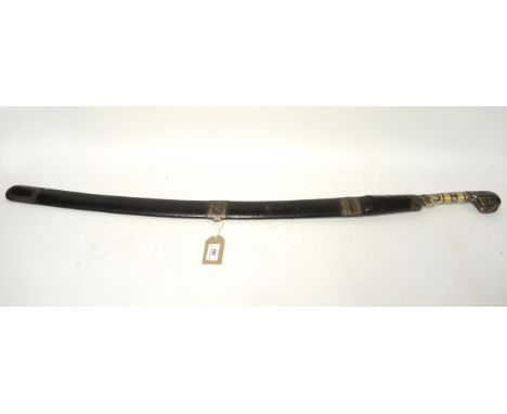 Master Osip Popov (Joseph Papoyan), rare 19th Century Caucasian Shashka sword.  The hilt and scabbard with silver gilt and Ni