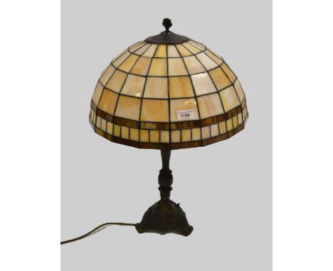 Tiffany style table lamp with leaded glass shade, 60cm highGood condition, needs re-wiring