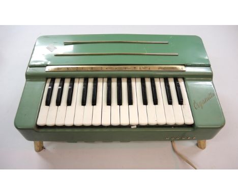 1950's Hohner Electric Viganetta table organ in peppermint green (for re-wiring), 41cm wide