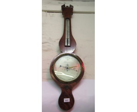 19th Century mahogany banjo shaped wheel barometer