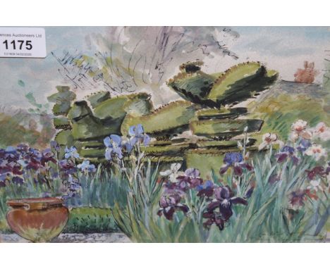 Hermione Hammond, watercolour, study of irises, 18 x 26cm, together with five other various assorted botanical paintings (som
