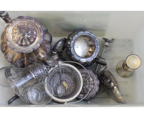 Silver plated five piece tea service, together with a small quantity of miscellaneous silver plate
